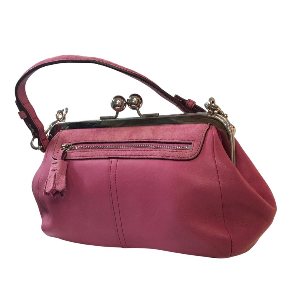 Coach Hamptons Framed “Ladies” Club 9734 Kiss Lock Orchid Pink Leather Purses - Picture 9 of 17